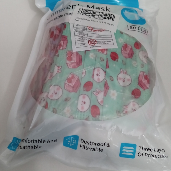 Disposable Face Mask ...4 5 6 7 8 9 Year Old 50 Packs - Picture 2 of 4